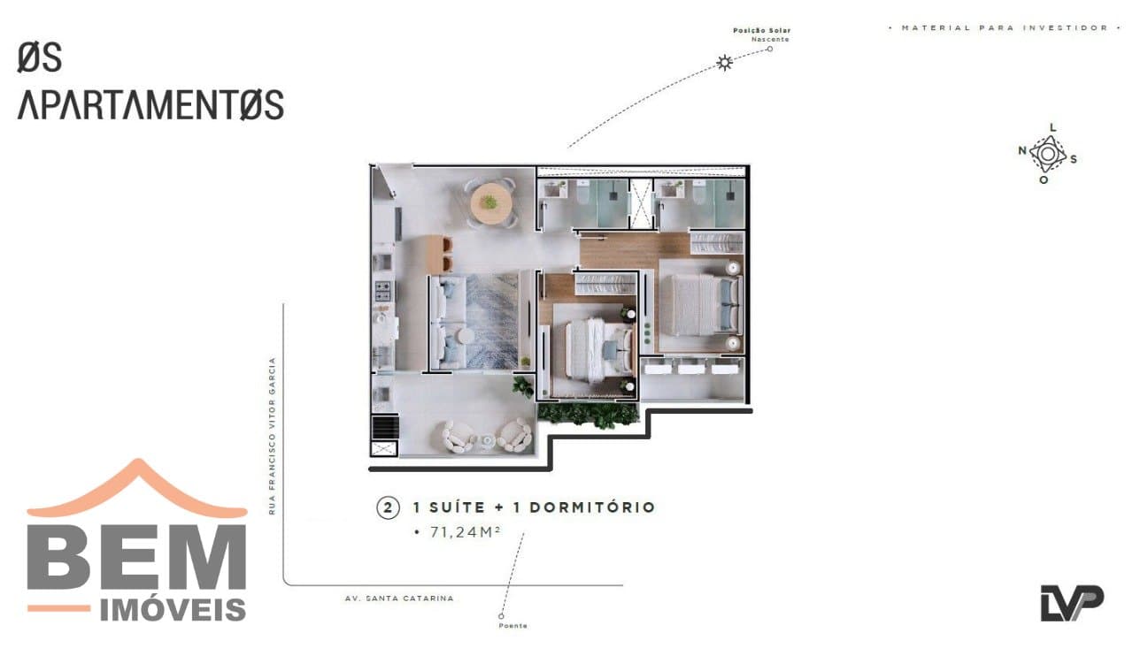 Apartamento para Venda com 1 quarto e 71m² no bairro Tabuleiro, em Camboriú - SC